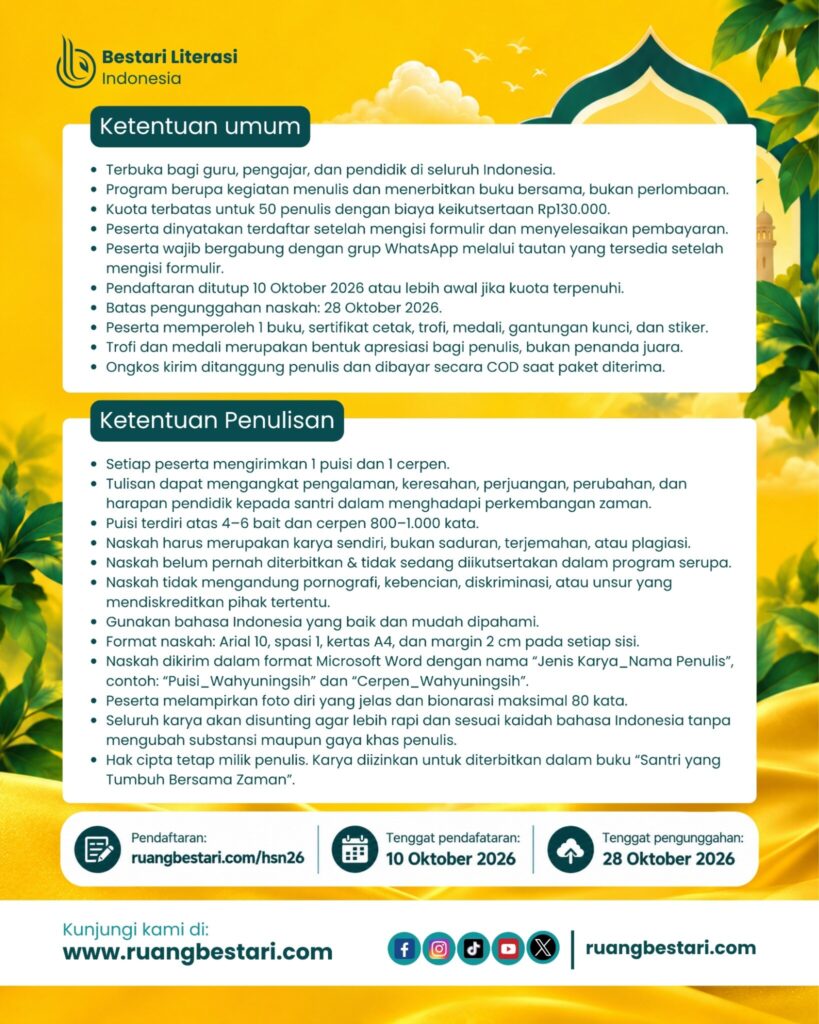 Poster Nulis Bareng Pendidik Nusantara 2026 — syarat dan ketentuan