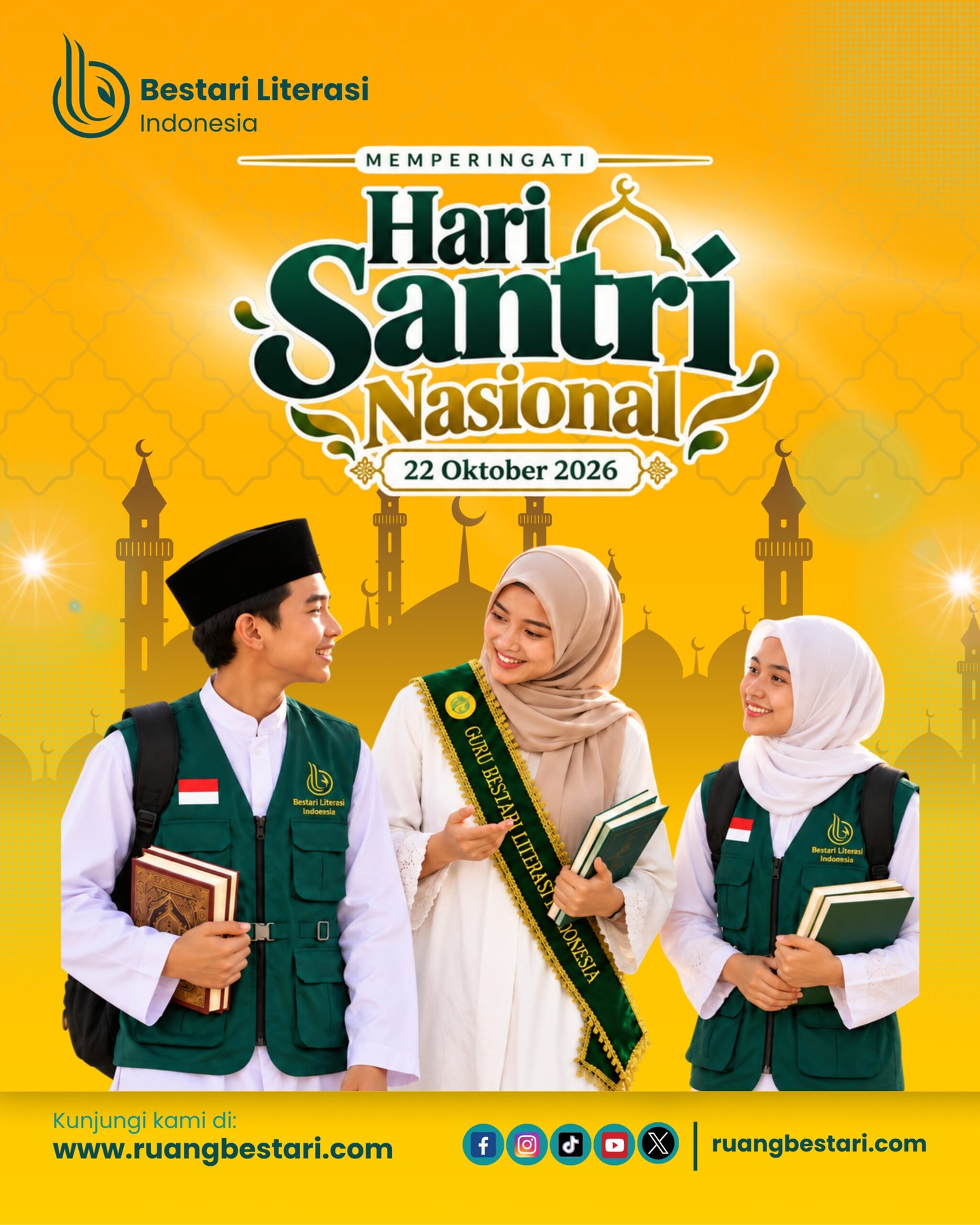 Selamat Hari Santri Nasional, 22 Oktober 2026. 🌙 Semoga semangat menuntut ilmu,…