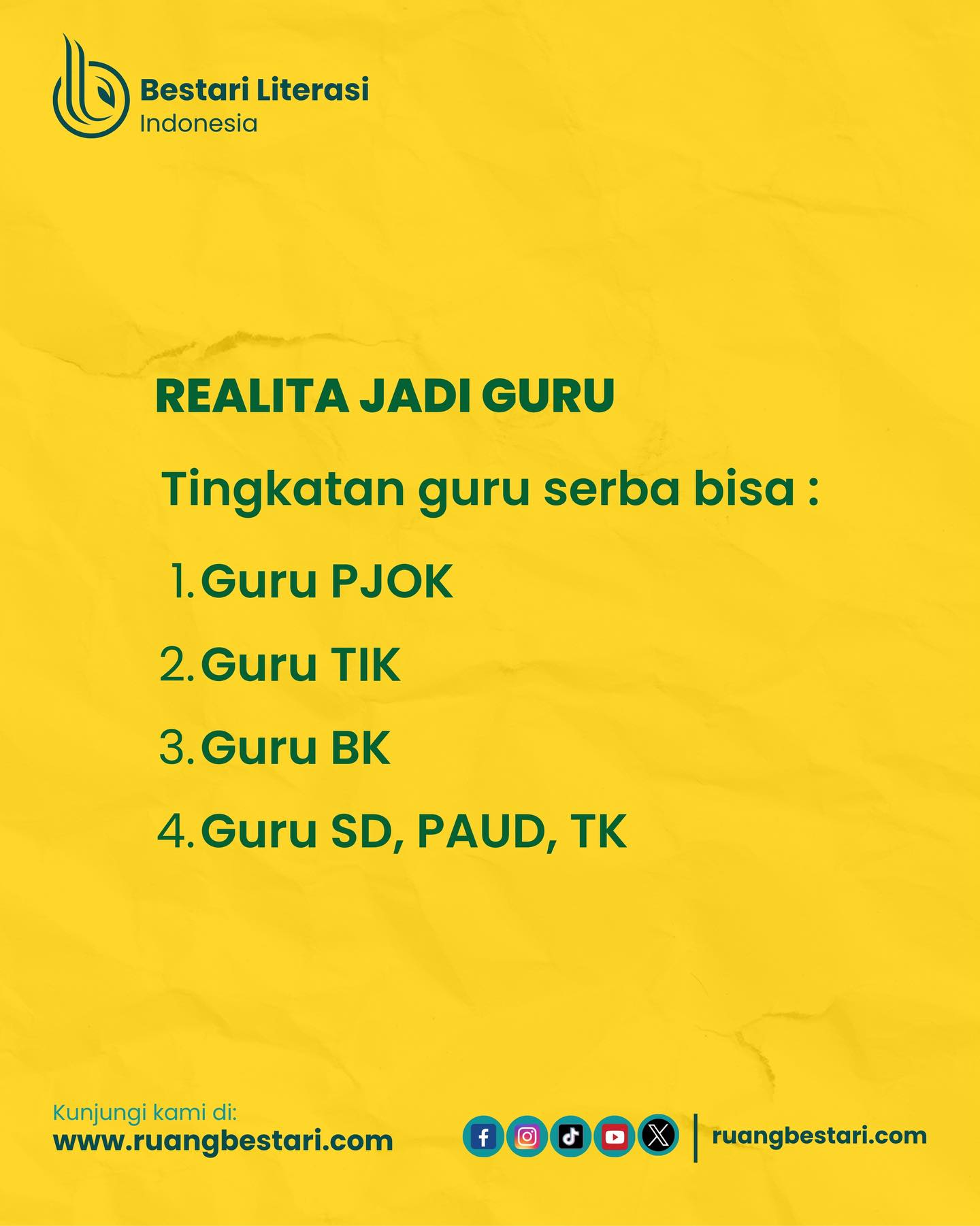 Ada lagi Pak/Bu? Bole komen di bawah ya!🤭👇🏻 #BestariLiterasiIndonesia #RuangBestari #GuruIndonesia #RealitaGuru…